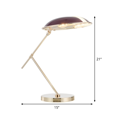 2 Bulbs Flat Task Lighting Modern Metal Small Desk Lamp in Purple for Living Room