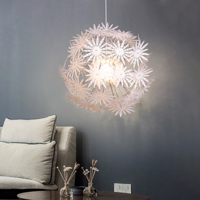Acrylic Dandelion Suspension Light Contemporary 1-Head White Finish Pendant Lamp, 19