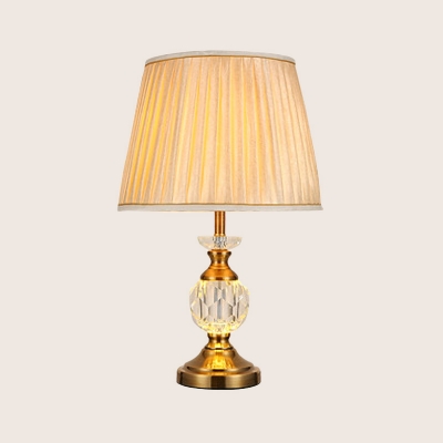 Barrel Fabric Desk Light Modernism 1 Head Beige Night Table Lamp for Living Room