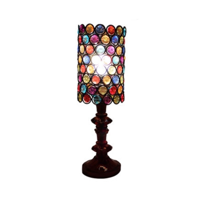 Black Laser Cut Desk Light Decorative Metal 1 Head Night Table Lamp with Colorful Crystal Bead
