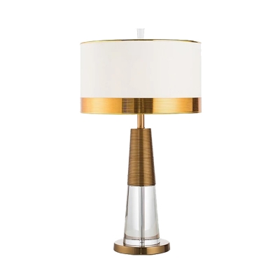 Contemporary Cylinder Table Light Fabric 1 Bulb Small Desk Lamp in Gold for Living Room