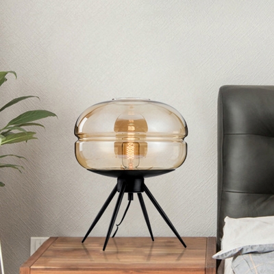 Contemporary Cylinder Task Lighting Cognac Glass 1 Bulb Living Room Small Desk Lamp