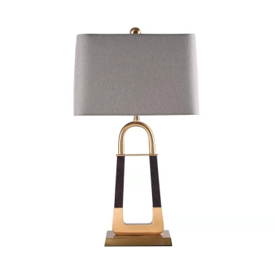 Fabric Tapered Task Light Modernism 1 Head Gray Night Table Lamp with Metal Base