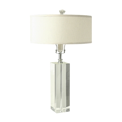Rectangle Clear Crystal Task Light Modern 1 Bulb White Study Lamp with Fabric Shade