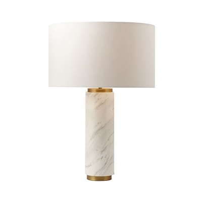 Straight Sided Shade Task Lighting Modernism Fabric 1 Bulb White Night Table Lamp