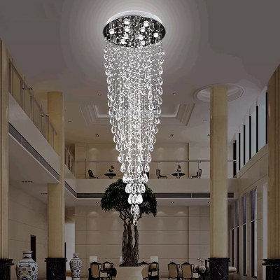 Teardrop Cluster Pendant Light Minimalist Beveled Crystal 9 Heads Restaurant LED Hanging Lamp in Silver