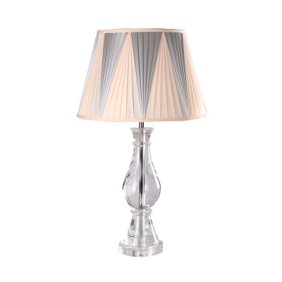 1 Bulb Urn-Shaped Nightstand Lamp Modernism Clear Crystal Reading Book Light in Beige