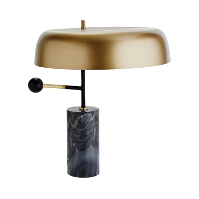 1 Head Living Room Table Light Modern Gold Nightstand Lamp with Saucer Metal Shade