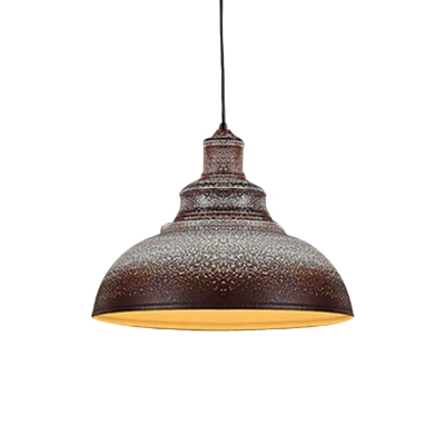 1 Light Down Lighting Vintage Barn Shade Metal Pulley Ceiling Pendant Lamp in Blue/Rust for Dining Room