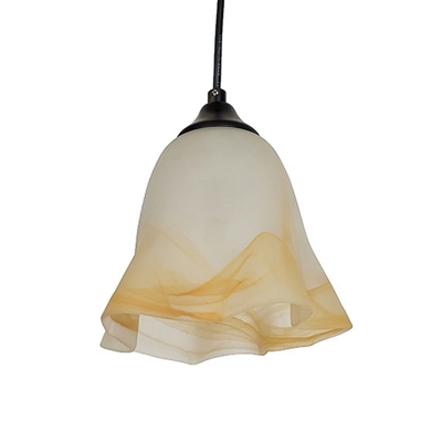 Art Deco White Suspension Light Bloom One Light Frosted Glass Pendant Lamp for Living Room