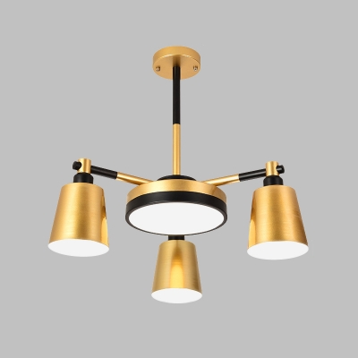 Barrel and Round Iron Pendant Lighting Modernism 3/5/6-Light Gold Hanging Ceiling Lamp with Acrylic Diffuser