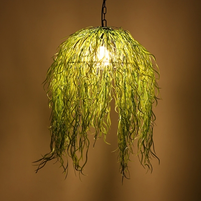 Black 1 Bulb Ceiling Light Industrial Metal Seaweed LED Pendant Lamp for Restaurant