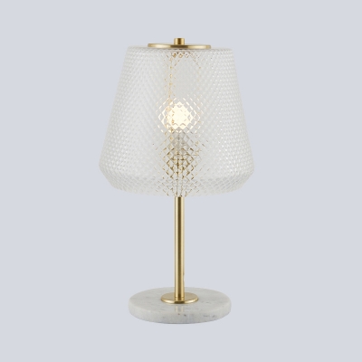 Cone Task Lighting Modern Clear Lattice Glass 1 Bulb Gold Reading Lamp, 5.5