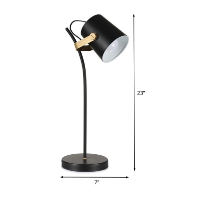 Contemporary 1 Bulb Task Lighting Black Tapered Small Desk Lamp with Metal Shade