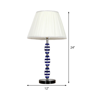 Contemporary 1 Head Task Lighting Blue Wide Flare Reading Lamp with Fabric Shade