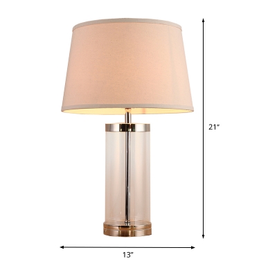 Contemporary 1 Head Task Lighting White Barrel Night Table Lamp with Fabric Shade