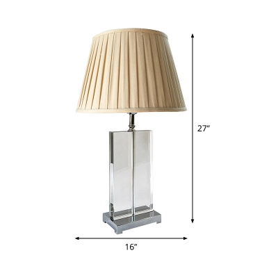 Contemporary Rectangle Reading Light Clear Crystal 1 Bulb Small Desk Lamp in Beige