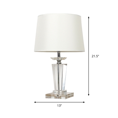 Contemporary Tapered Study Lamp Clear Crystal 1 Head Reading Book Light in White