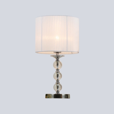 Cylindrical Study Lamp Modernist Fabric 1 Head White Reading Light for Living Room