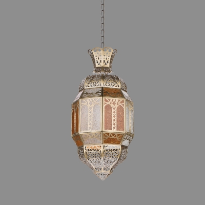 Faceted Restaurant Ceiling Lamp Arabian Metal 1 Head Brass Hanging Pendant Light