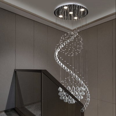 Globe Multi Light Pendant Modernism Clear Crystal 5 Lights Mall LED Ceiling Suspension Lamp