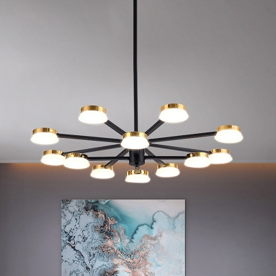 Iron Sputnik Hanging Light Fixture Minimalist 9/12-Light Black Ceiling Chandelier Lamp for Living Room