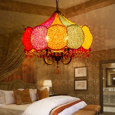 Jar Living Room Chandelier Light Decorative Metal 4 Bulbs Yellow/Pink Suspended Lighting Fixture