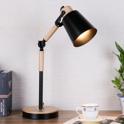 Modern Tapered Task Lighting Metal 1 Head Small Desk Lamp in Black/White for Living Room