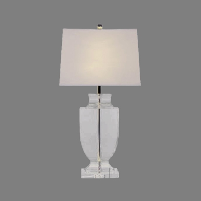 Modernism Urn-Shaped Reading Light Clear Crystal 1 Head Night Table Lamp in White