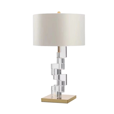 Straight Sided Shade Task Lighting Modernist Fabric 1 Bulb Reading Lamp in White