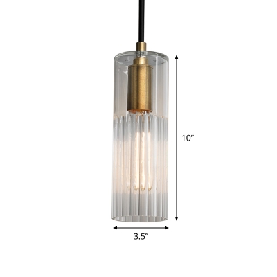 Tubular Hanging Lighting Simple White Prismatic Glass 1 Light Bedroom Ceiling Pendant Lamp