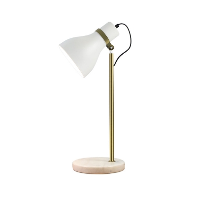 1 Bulb Bedroom Task Lighting Modernist White Night Table Lamp with Flared Metal Shade