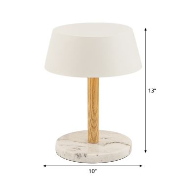 Contemporary 1 Bulb Task Lighting White Flared Night Table Lamp with Metal Shade
