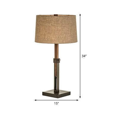 Contemporary 1 Head Desk Lamp Flaxen Barrel Reading Book Light with Fabric Shade
