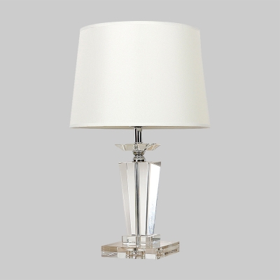 Contemporary Tapered Study Lamp Clear Crystal 1 Head Reading Book Light in White