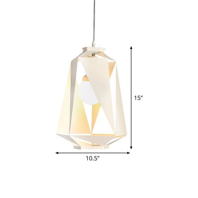 Hollow-Out Diamond Hanging Light Kit Modern Metallic 1 Head White Pendant Lamp Fixture