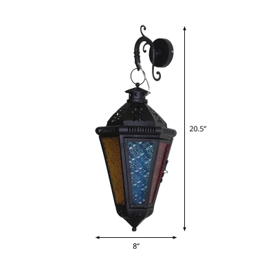 Metal Blue/Black Wall Lighting Fixture Trapezoid 1 Head Traditional Wall Sconce Light for Restaurant
