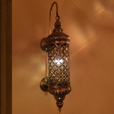 Metal Brass Wall Lighting Fixture Cylinder 1 Head Traditional Wall Sconce Light for Restaurant