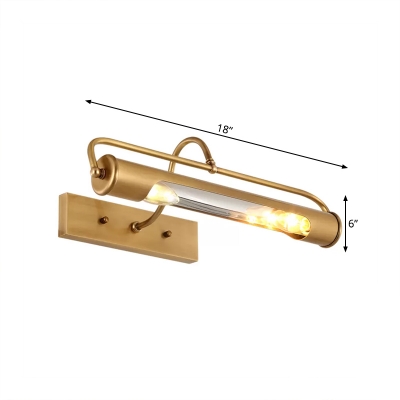 Metal Tube Sconce Light 2 Lights Classic Style Wall Light in Brass for Dining Room