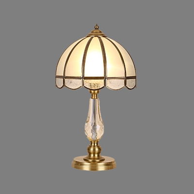 Modernist 1 Head Reading Light Gold Domed Nightstand Lamp with Frosted Glass Shade