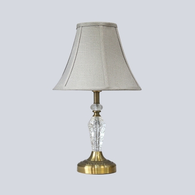 Paneled Bell Reading Lamp Modernist Fabric 1 Head Grey Task Lighting for Bedside