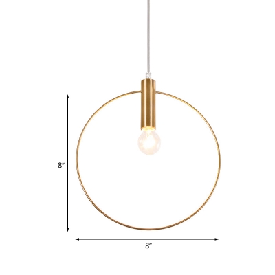 Ring Metallic Hanging Light Kit Modern 1 Bulb Gold Finish Pendant Ceiling Lamp for Bedroom