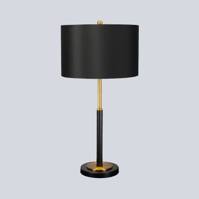 Straight Sided Shade Task Light Modernism Fabric 1 Bulb Small Desk Lamp in Black