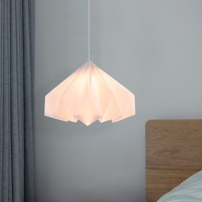 White Sinuous Cone Pendant Light Minimalist 1 Bulb Acrylic Ceiling Hang Fixture for Bedside