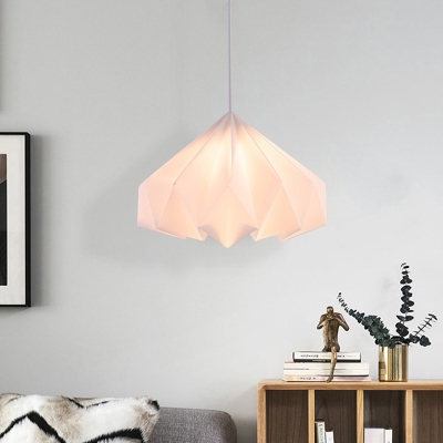 White Sinuous Cone Pendant Light Minimalist 1 Bulb Acrylic Ceiling Hang Fixture for Bedside