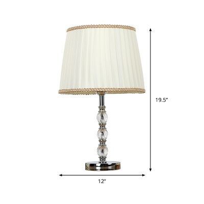 1 Bulb Conical Nightstand Lamp Contemporary Fabric Reading Book Light in Beige