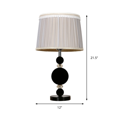 1 Bulb Living Room Desk Lamp Modernist Black Table Light with Barrel Fabric Shade