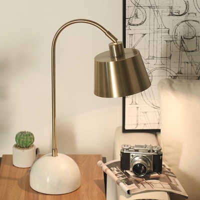 1 Bulb Living Room Task Lighting Modernist Brass Desk Lamp with Bell Metal Shade