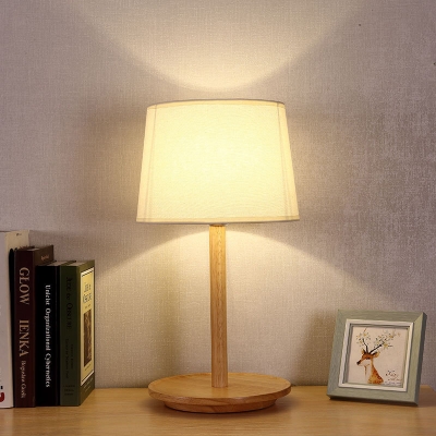 1 Bulb Study Task Light Modernism White Small Desk Lamp with Tapered Fabric Shade