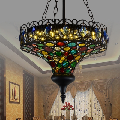 1 Head Metal Ceiling Lamp Art Deco Black Hat Living Room Suspended Lighting Fixture